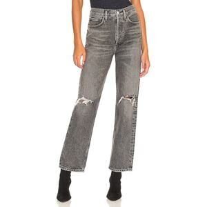 AGOLDE 90's Mid Rise Loose Jean Outline Wash Distressed Gray